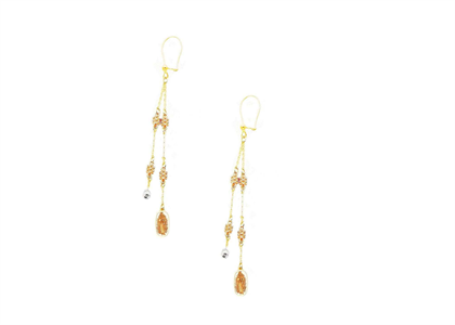 Three Tone Plated Mother Mary Dangler Earring